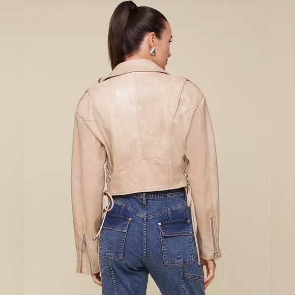 NEW Avec Les Filles Cropped Biker Jacket Size Small - Picture 7 of 8